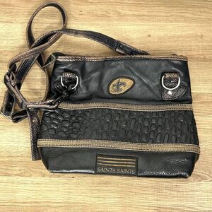 New Orleans Saints Women's Purse Cross Body Bag With Zipper Black & Brown